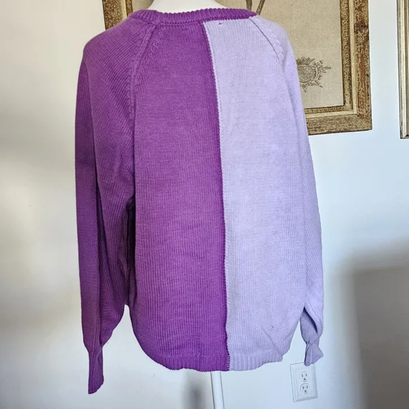 Kate & Mallory Two-Tone Purple Heart Sweater - Picture 7 of 15